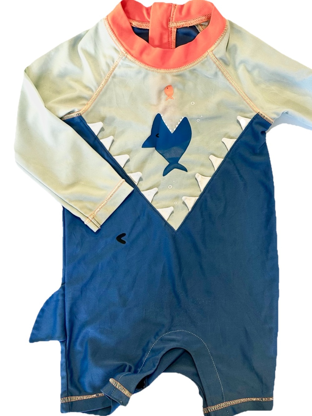 GAP Blue and Light Seafoam Shark One-Piece Footie